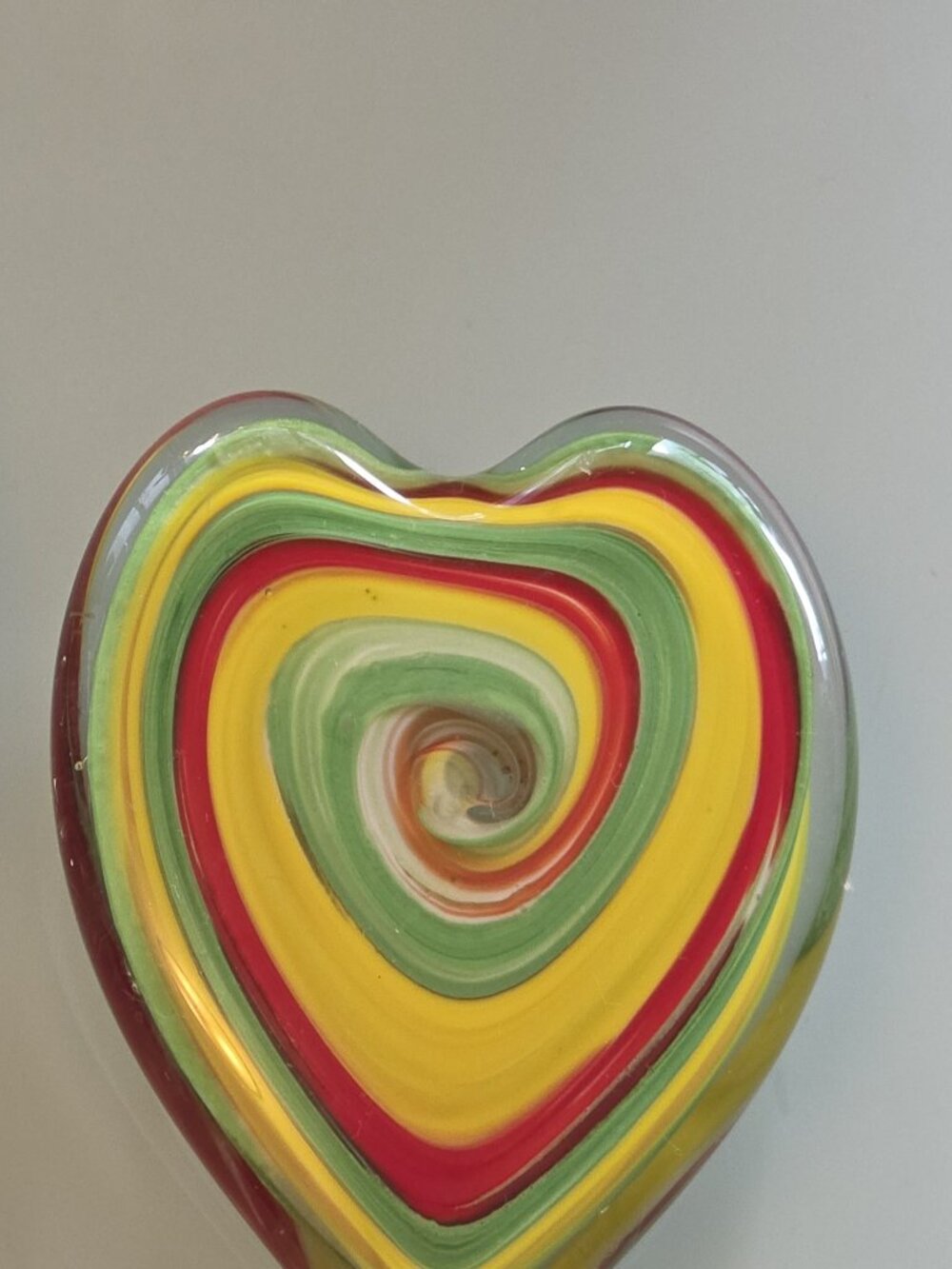 Hand blow multicoloured glass heart